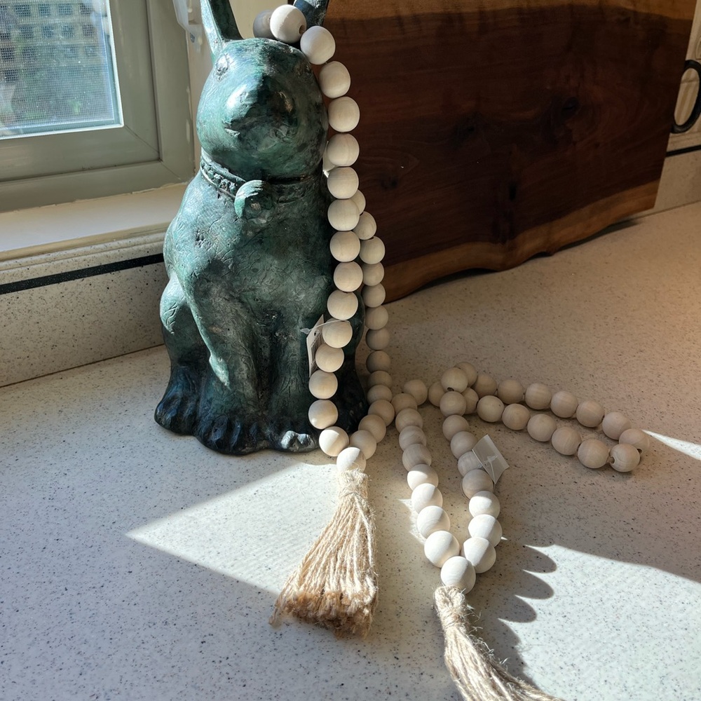 Wooden beads with tassels for decoration